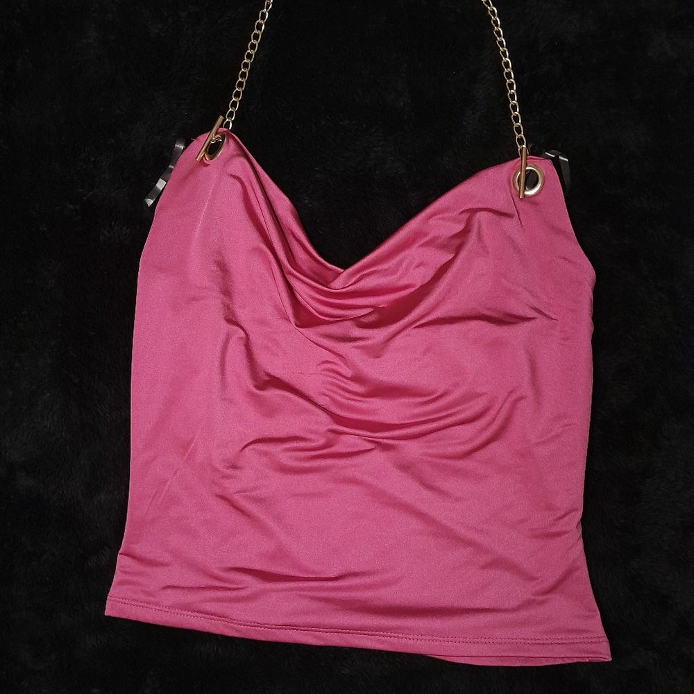 Pink Chain Halter Top